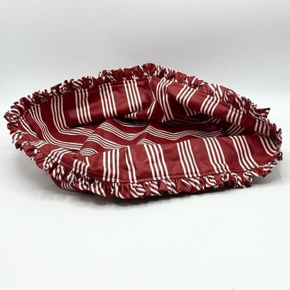 Longaberger Fabric 1998 Basket Liner Round Winter Wishes Red Stripe Insert for B - Picture 3 of 8